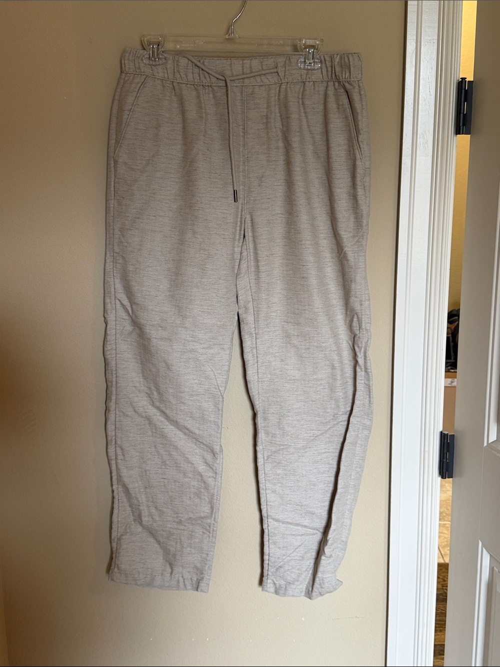 Men's Casual Drawstring Pants - Light Beige